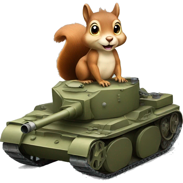 A squirrel riding on a tank emoji