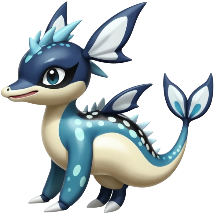 Black and white smooth glossy soft hot spotted Meloetta-Dialga-Orca-Giratina-Noivern-Vaporeon-Pokémon-Fakémon-fusion-hybrid-creature emoji