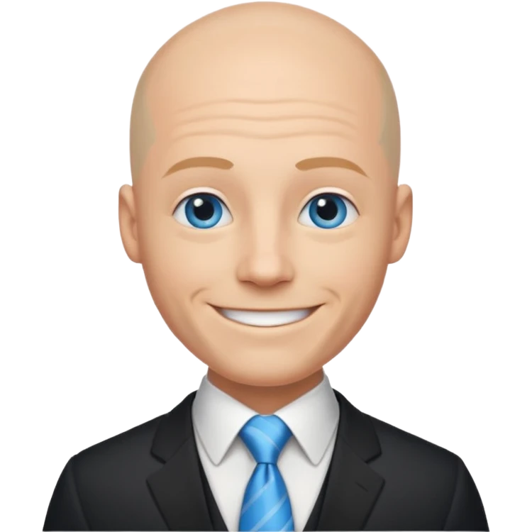 Bald blue eyed groom  with tye emoji