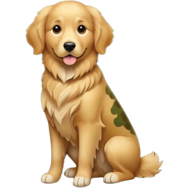 Golden retriever wearing camo full body emoji