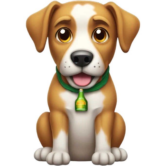 Dog with beer bottle emoji
