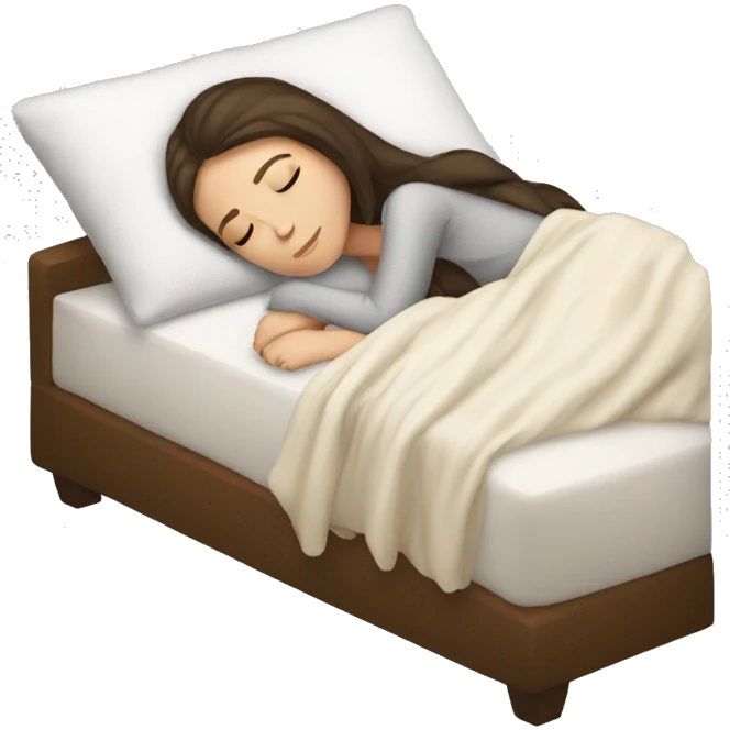White girl brunette sleeping with a pillow emoji