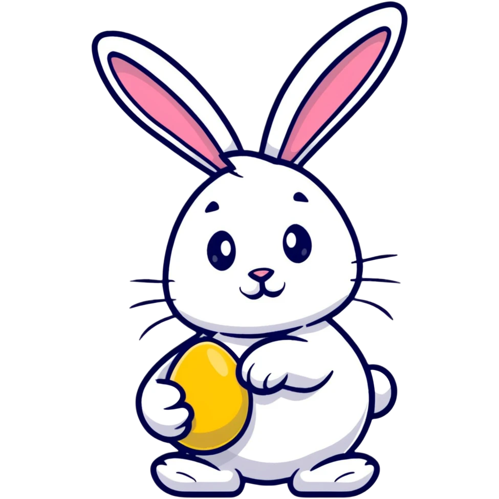 Easter bunny holding a decorated egg emoji