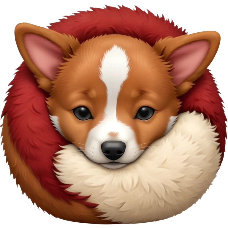 Sleeping red heeler puppy curled up in a ball emoji