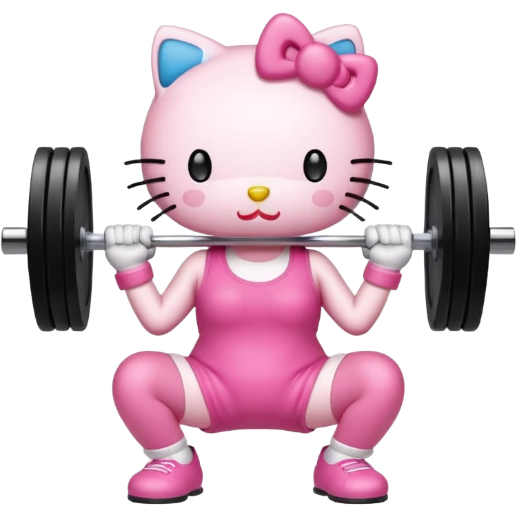 Hello kitty working out with barbell weights emoji