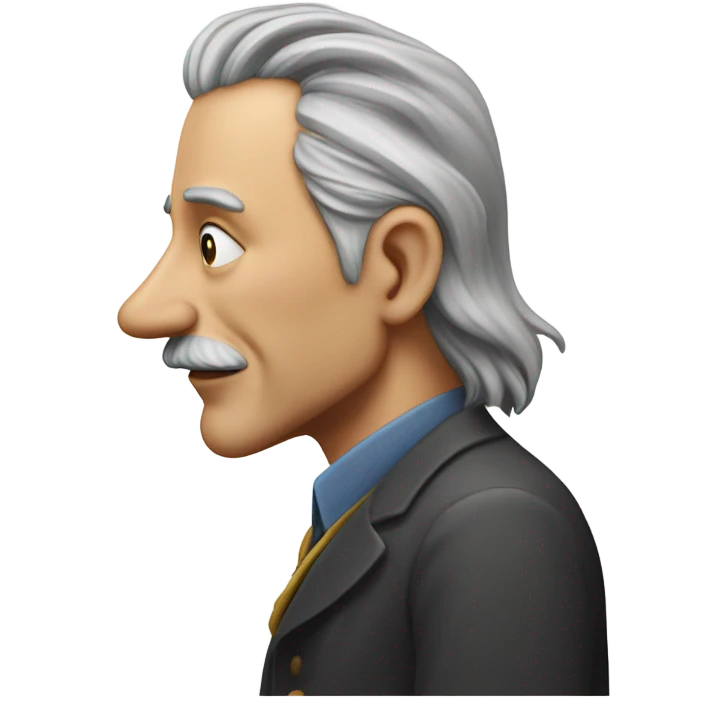 Attractive older man with long grey hair with a nose like Pinocchio and you can see how long it is from the side profile emoji
