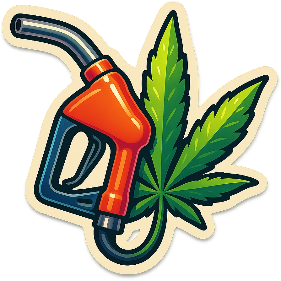 gas pump handle with cannabis leaf emoji