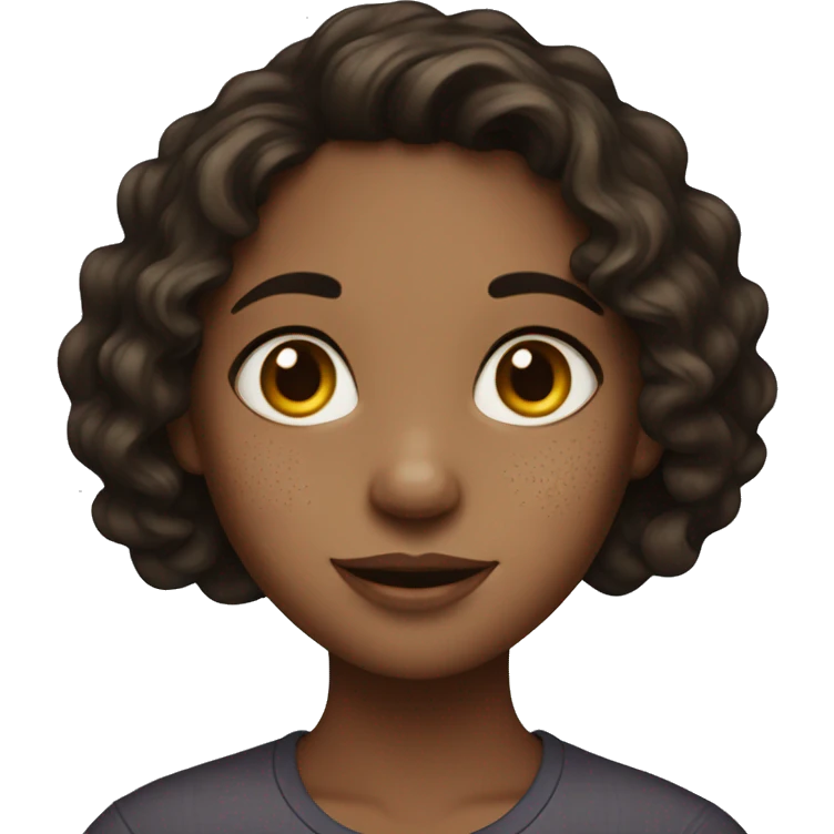 A girl with wavy dark brown hair and who has freckles  emoji