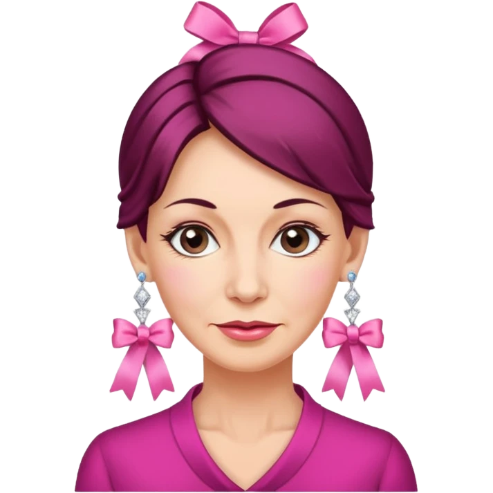 Mature Women with earrings of pink ribbons emoji