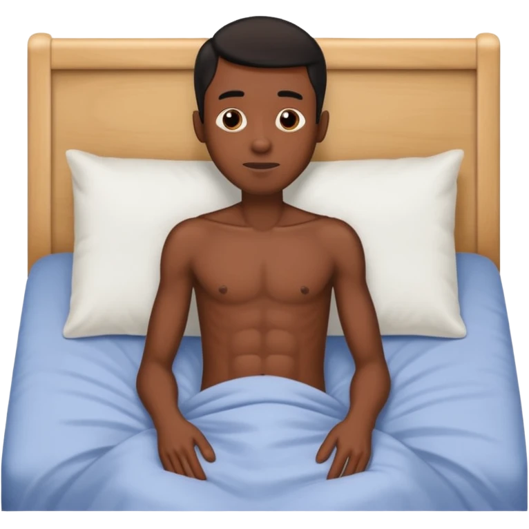 Naked skinny black man in bed emoji