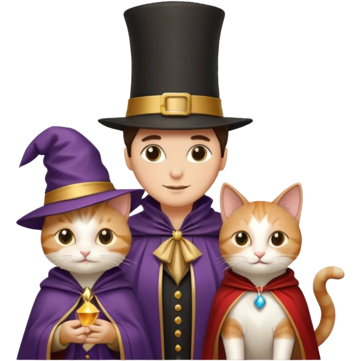 magician couple and their pet cat emoji