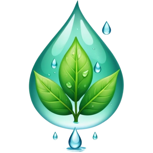 eco-friendly leaf logo with water droplet emoji