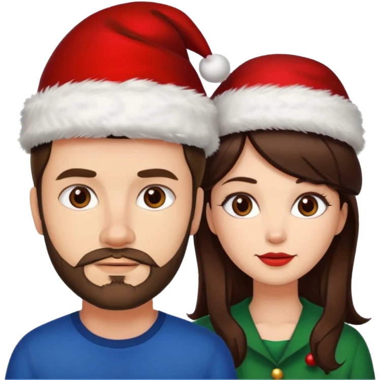 SCOTTISH MAN WITH STUBBLE AND BRUNETTE WOMAN WITH XMAS HAT emoji