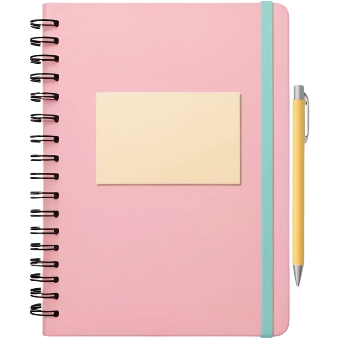 pastel aesthetic notebook, pink cover, slightly open with visible notes inside, beige and yellow paper, soft grain texture, pinterest illustration, no background emoji