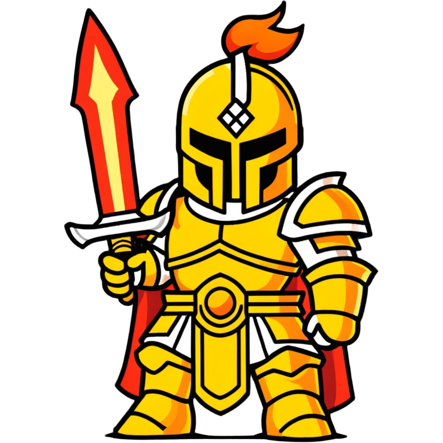 Emperor of Mankind from Warhammer 40K with golden armor and a large flaming sword emoji