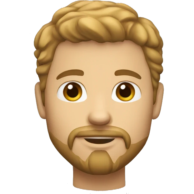white male, crop brun hairs, goatee and slight bear emoji
