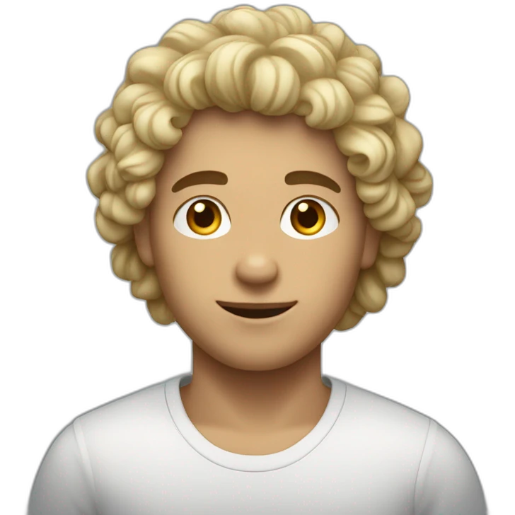 jeune homme blanc avec cheveux bouclés  emoji