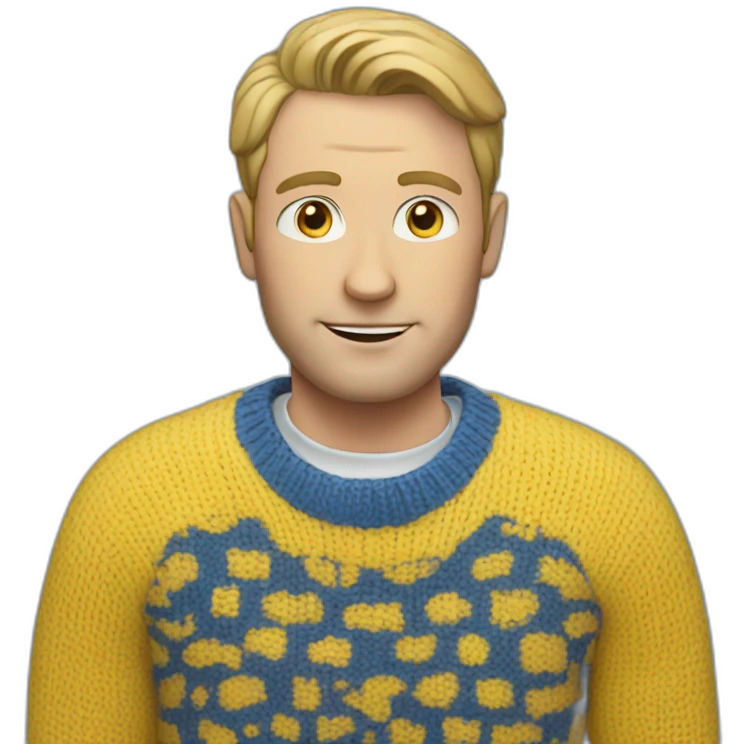 White Man in blue and yellow sweater emoji