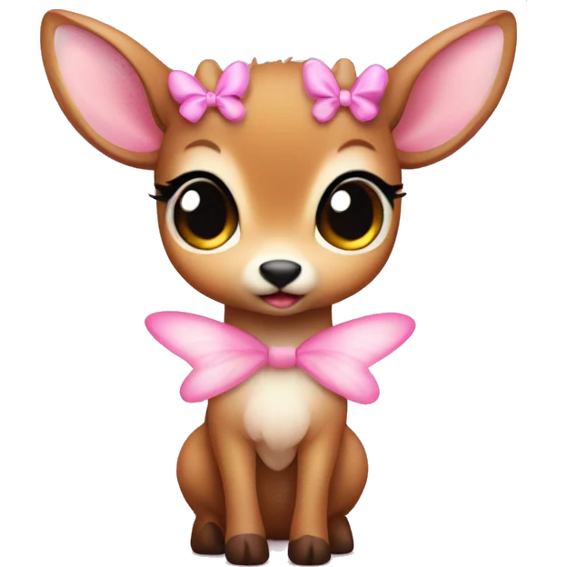 baby deer with fairy wings and a pink bow around its neck  emoji