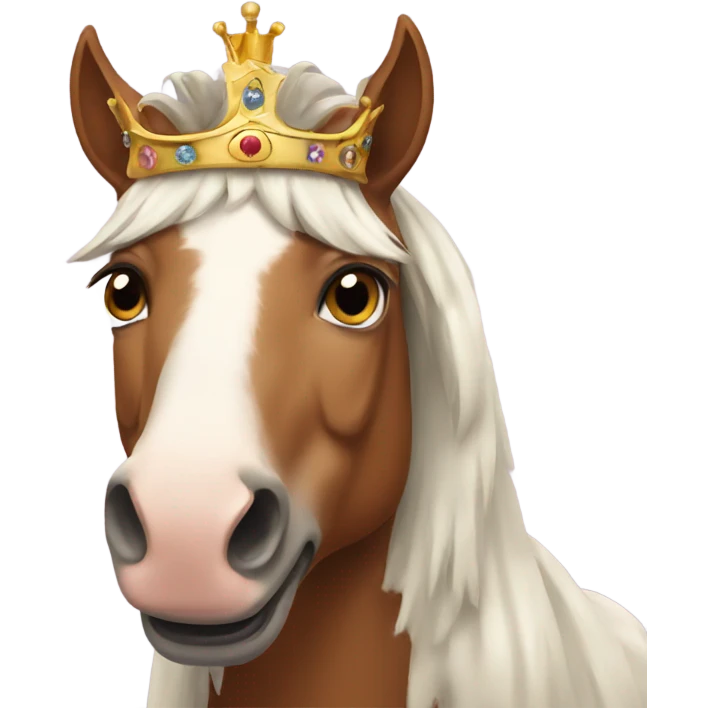 Weird horse wearing a crown emoji