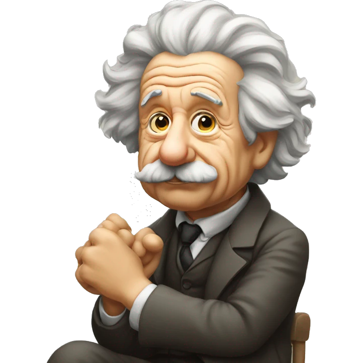 sitting albert einstein lean on hist fist emoji