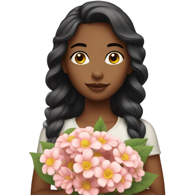 pretty girl holding flowers emoji
