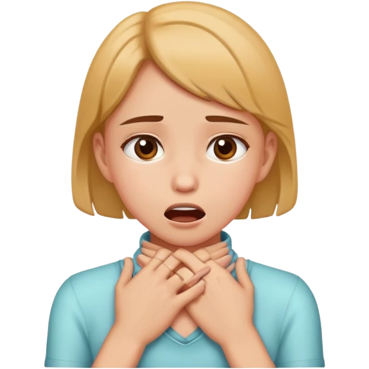 A girl who chokes on her neck with her hands emoji