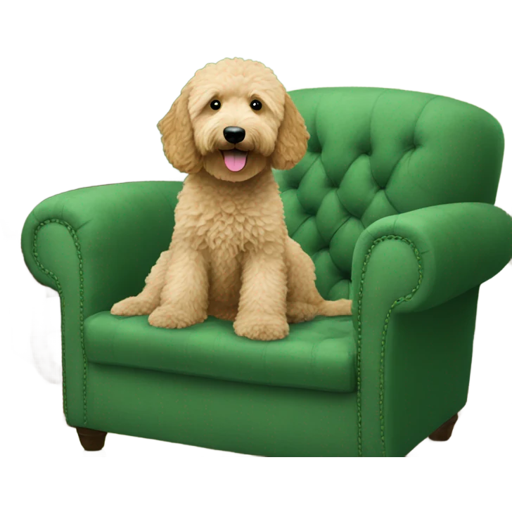 Goldendoodle on green couch emoji