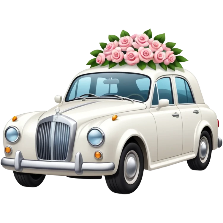 Luxury car with wedding decorations, on the side emoji