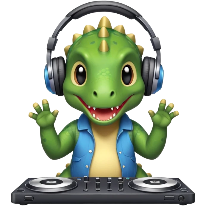 Dinosaurio muy tierno músico DJ emoji