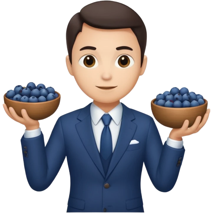 blueberries with a person in a suit emoji
