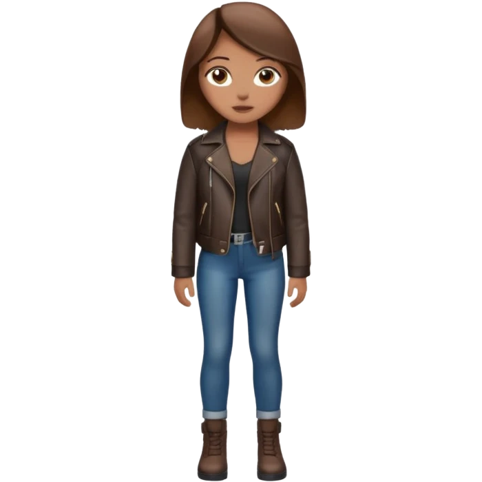 Girl in leather jocket, full body, different color emoji