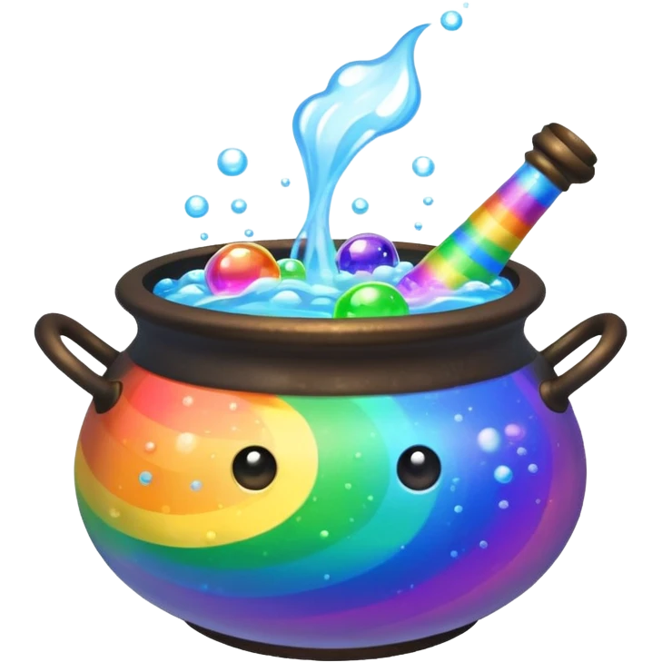 rainbow potion in a cauldron emoji