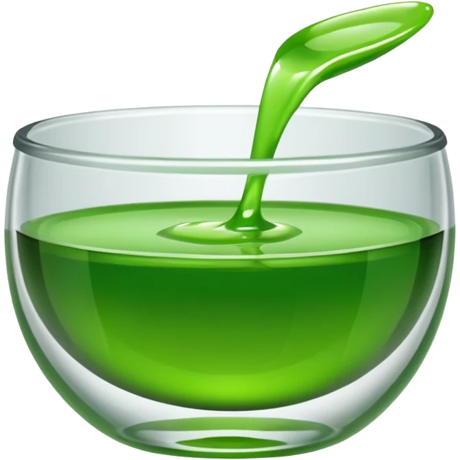 small dipping bowl with green liquid, no spoon, simple, clear emoji
