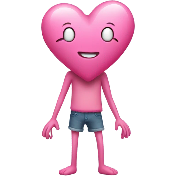 Pink heart with arms and legs  emoji
