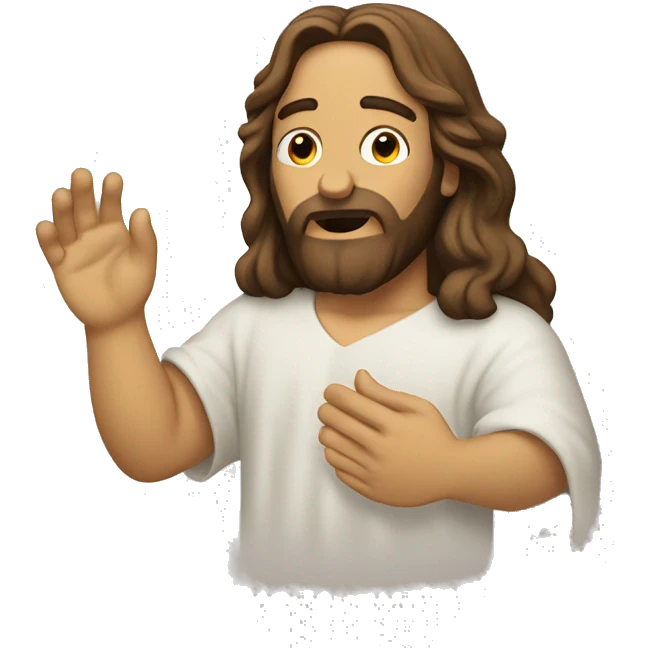 jesus hand cupping ear emoji
