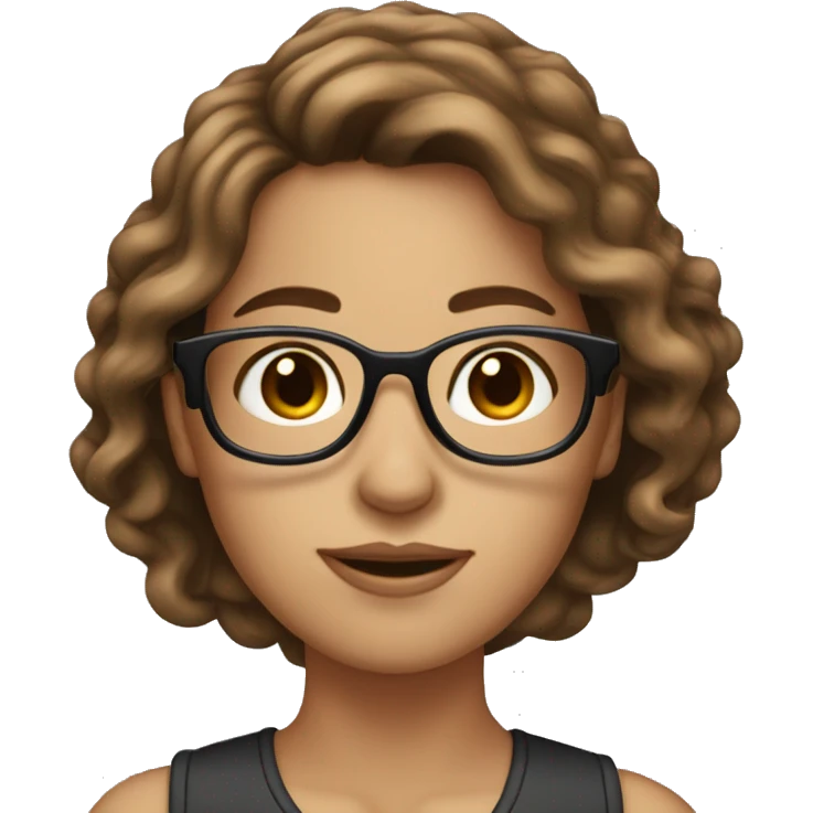 not so white girl with long brown hair with highlights and wearing eyeglasses emoji
