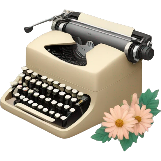 beige typewriter and flowers emoji