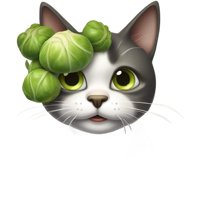 Sad cat eating Brussels sprouts emoji