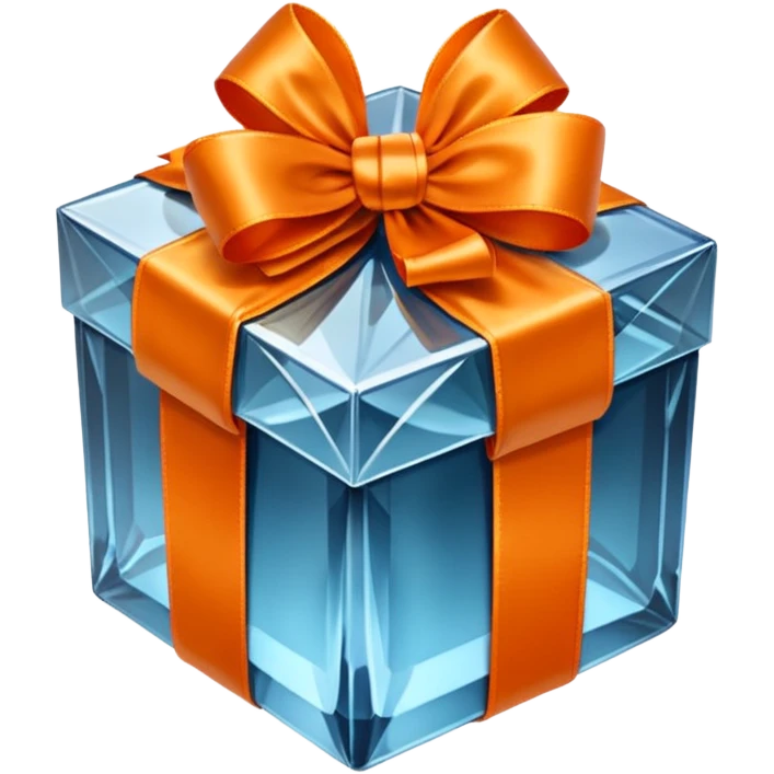 crystal gift box with orange ribbon emoji
