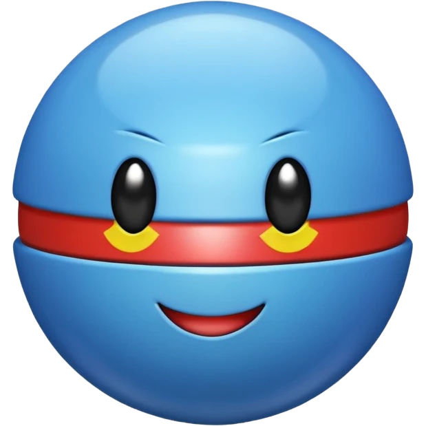 A blue Pokéball with highlights, emoji style, variation 3 emoji
