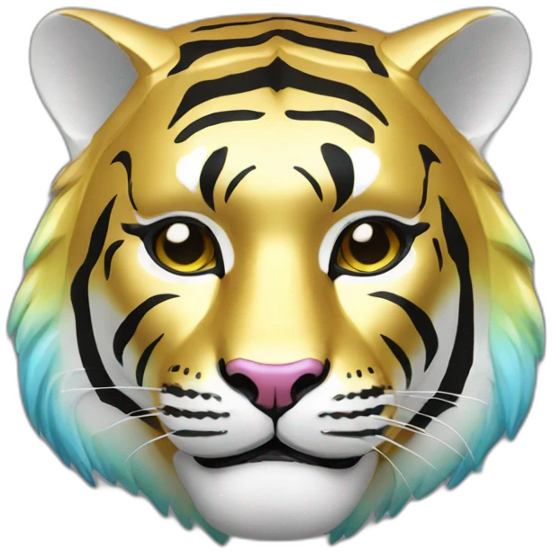 gold rainbow tiger Japanese mask emoji
