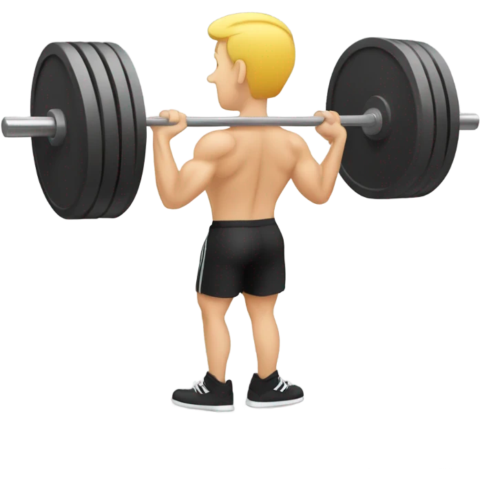 White man doing weighted barbell squat (gym) from back view emoji