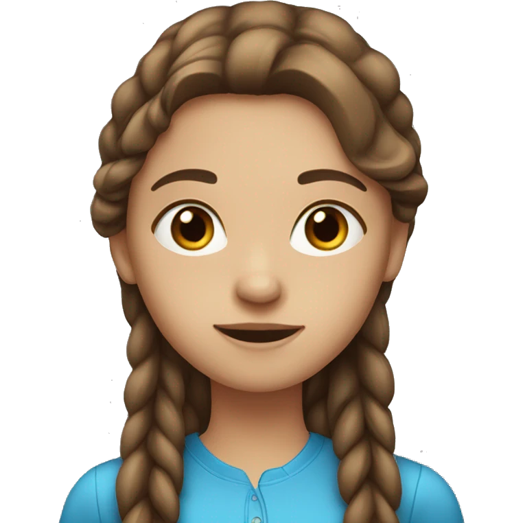 a girl with long straight brown hair and blue eyes emoji