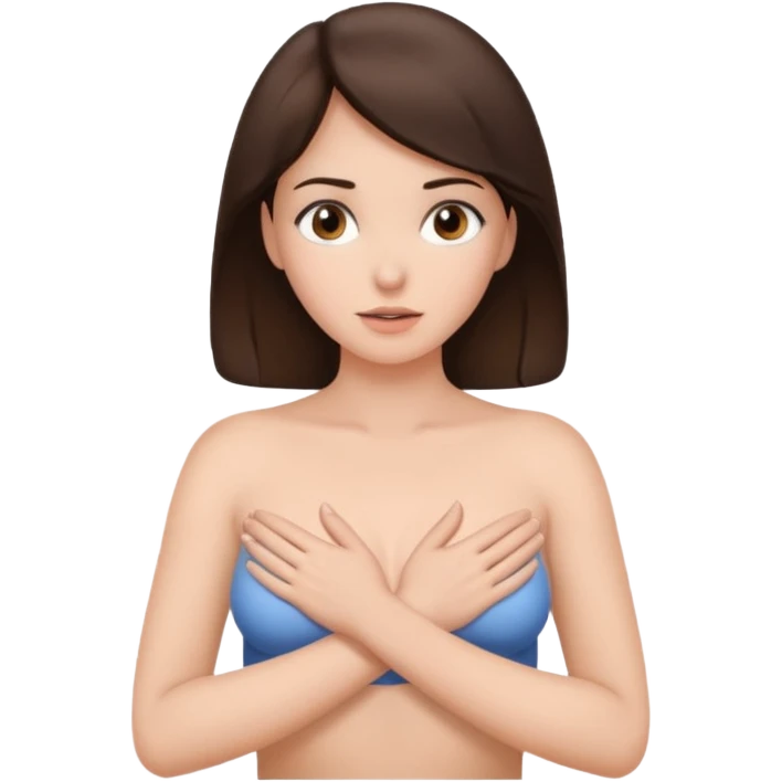 Brunette woman covering nipples emoji