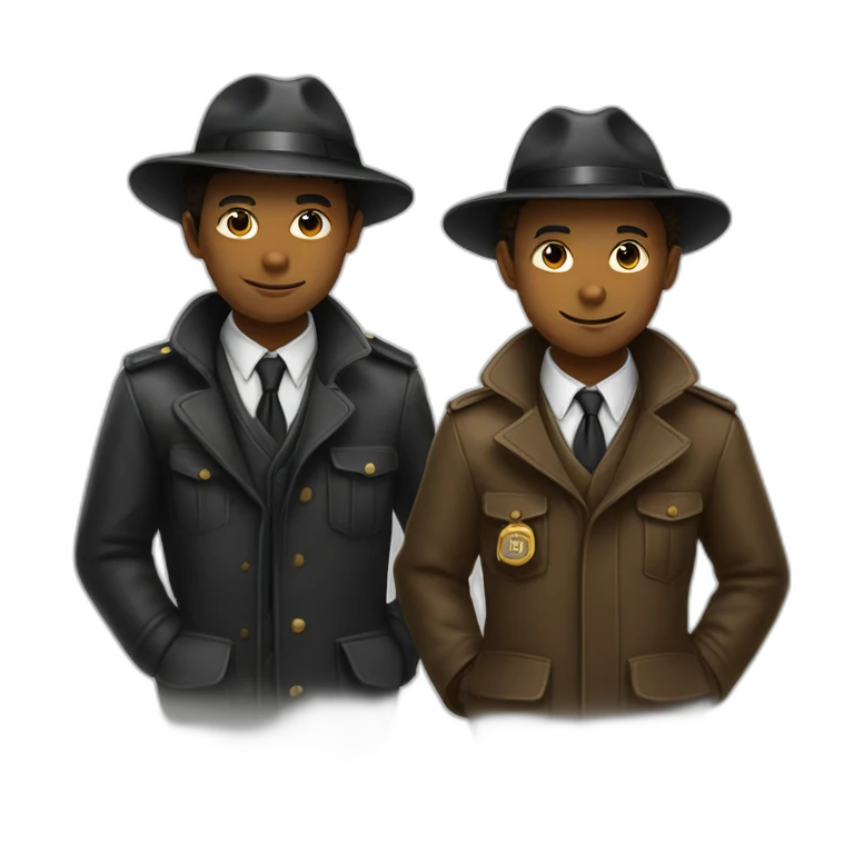 Two Boy detectives one white and one  black emoji