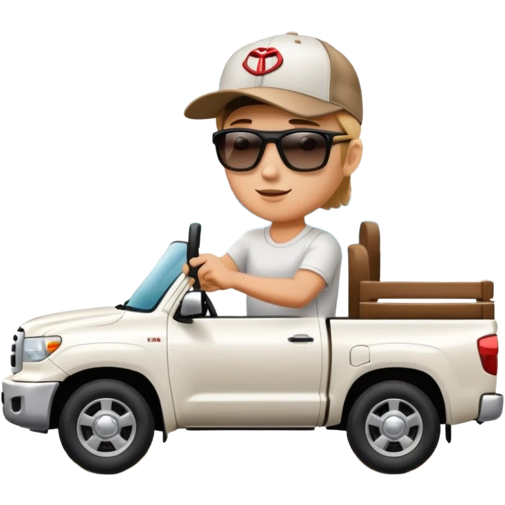 White Toyota tundra truck and somebody is driving to the beach emoji
