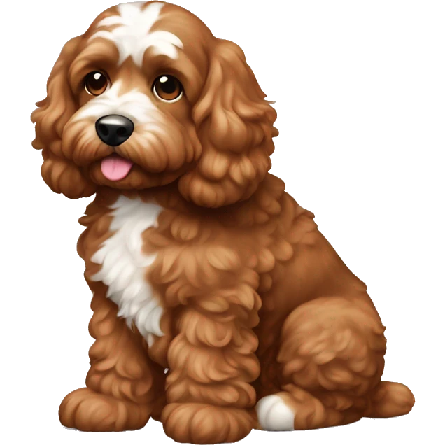 Reddish light brown cockapoo with small white patch on chin full body emoji