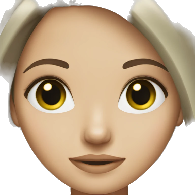 Brunette white girl with green eyes and medium length straight-ish hair emoji
