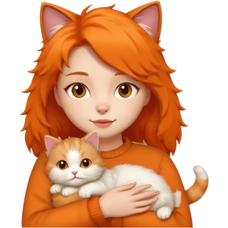 Wanita menggendong kucing emoji